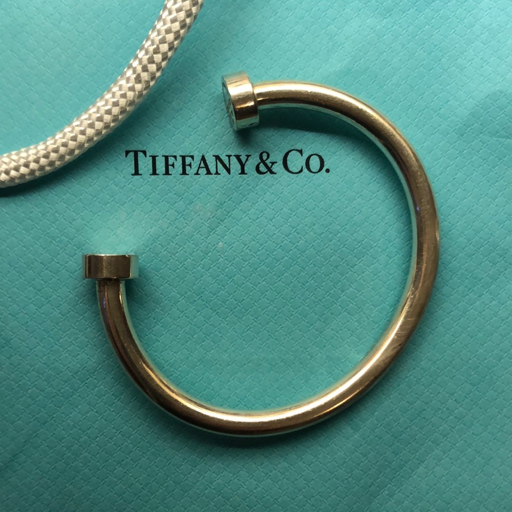 TIFFANY - Sterling silver open cuff w/ Please return to
